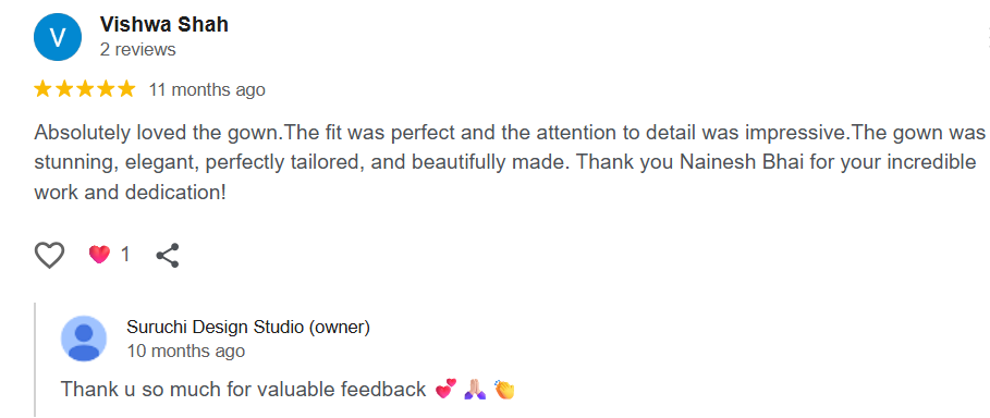 Suruchi Design Studio client feedback 2
