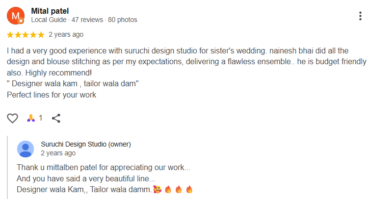 Suruchi Design Studio client feedback 4