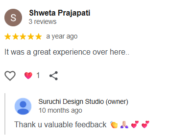 Suruchi Design Studio client feedback 10